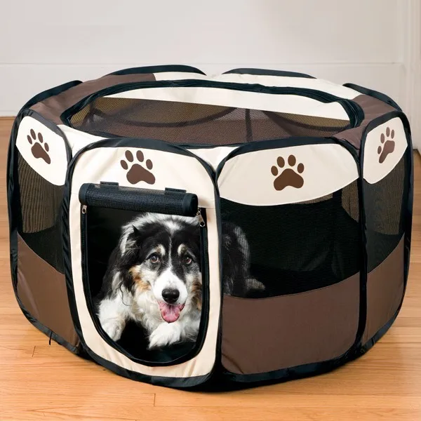 Портативный складной ПЭТ палатка собака домик клетка собака кошка палатка манеж будка для щенков легко Управление восьмиугольный Забор
