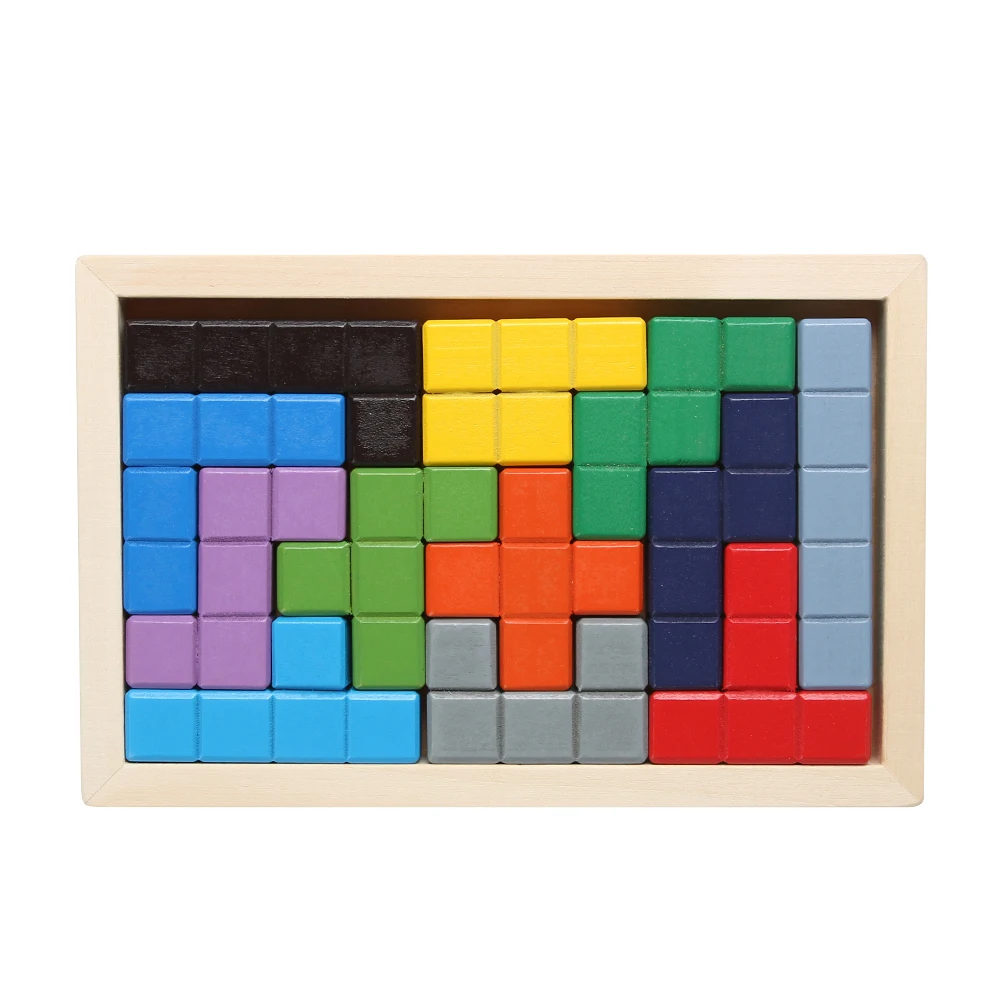 Russian Wooden Tangram Brain Teaser Puzzle font b Toys b font For Children Tetris Game Preschool
