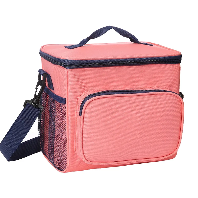 

BONAMIE Functional Thermal Lunch Bag With Shoulder Strap Large Capacity Picnic Lunch Box Portable Insulated Cooler Bag Pink