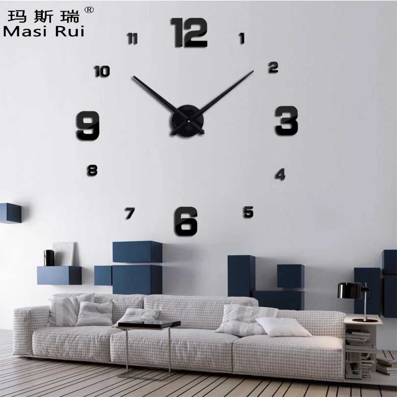 Большие настенные кварцевые часы с 3d наклейками|big wall|big wall clockdesigner clock |