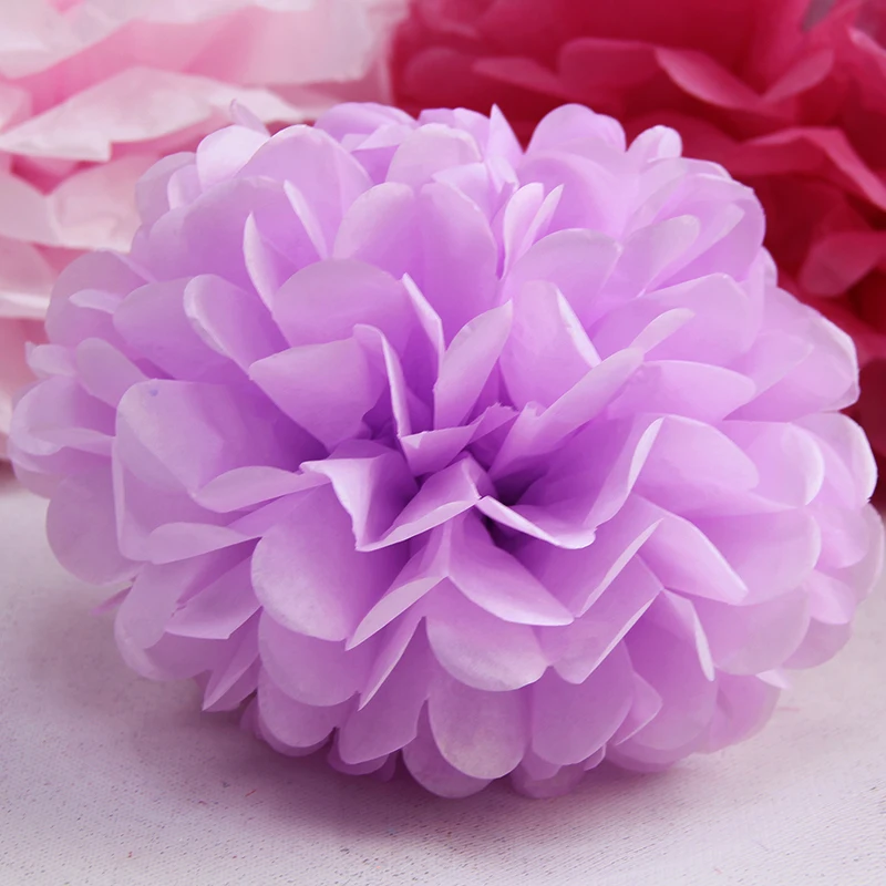 Pink Purple 4 дюйма 10 см Папиросные бумажные помпоны Цветочные шары для свадебного украшения для детского дня рождения товары для рождественской вечеринки поделки своими руками - Цвет: Pink Purple