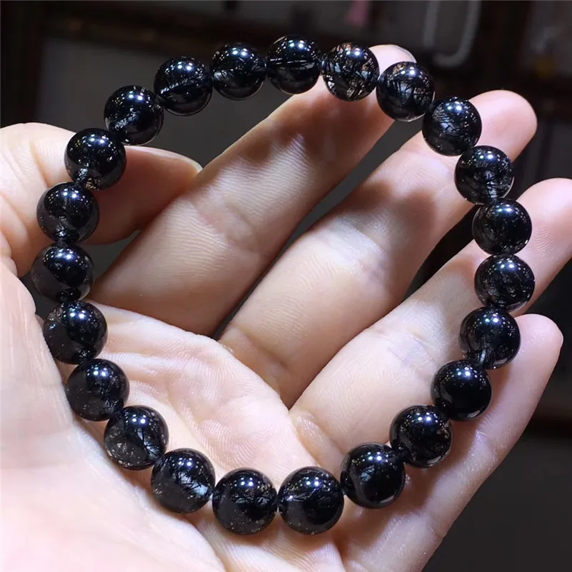 Natural Black Hair Rutilated Quartz Stone Bracelet (5)