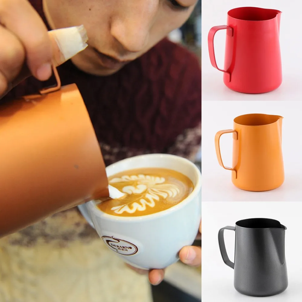 

600ml Coffee Pull Cup Stainless Steel Flower Pot Milk Mouth Mold Frothing Jug Embossing Latte Tools Garland Teflon Non-sticking