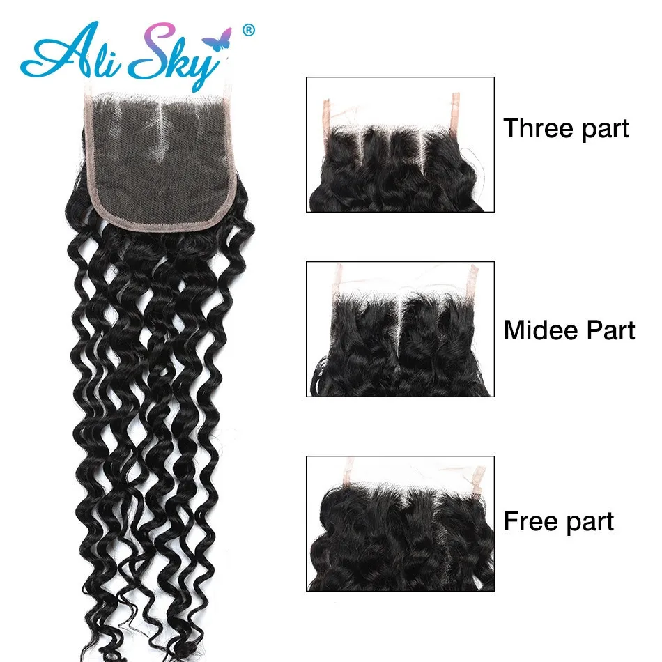 Alisky волосы бразильские кудрявые вьющиеся волосы 4 пучка с закрытием шнурка человеческие волосы плетение пучки Кружева Закрытие remy волосы