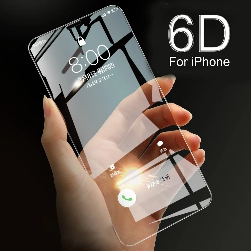 

6D 9H Tempered Glass Front Phone Case For iPhone X 7 8 Plus Screen Protective Fim Full Cover Shell For iPhone X 6 6S Plus Coque