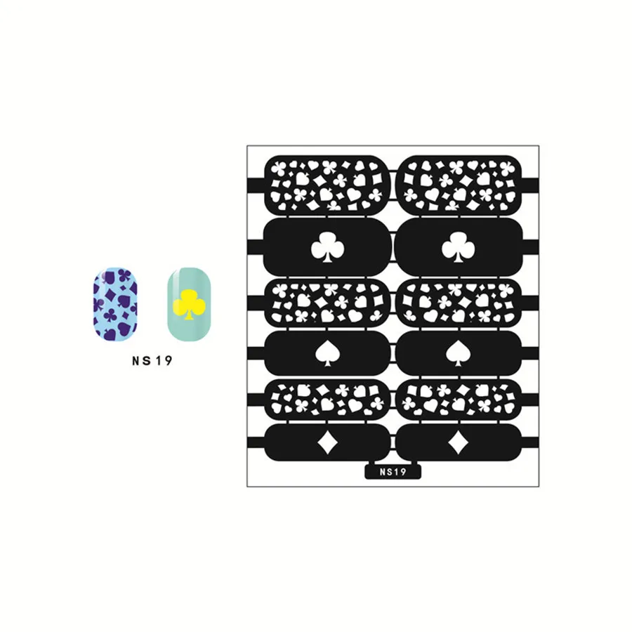 1 шт. новейшее изображение в полоску Аэрограф для дизайна ногтей маникюр краски инструмент трафареты для лака ногтей шаблонные штампы пластины дизайн NS03 - Цвет: NS19