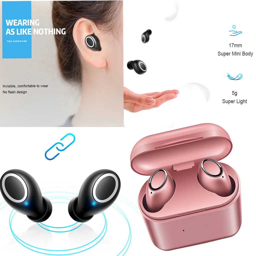 

Bluetooth In-Ear Earphones 5.0+EDR Sports Mini TWS Earbuds with 1500mAh Charger Case Q32 Wireless Earphone for Mobile Phone