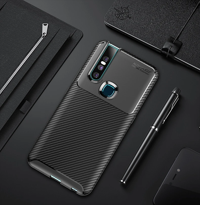 Luxury Case For Vivo V15 Pro X27 S1 X23 Y97 V11 Pro Soft Silicone Carbon Fiber Phone Protection Back Cover Shockproof Case