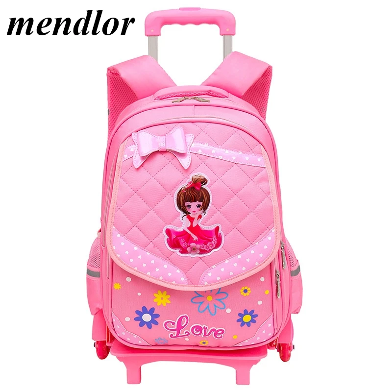 

Children Trolley School Bag princess school Backpack Wheeled School Bag For Grils Kids Wheel Schoolbag Student Backpacks Bags