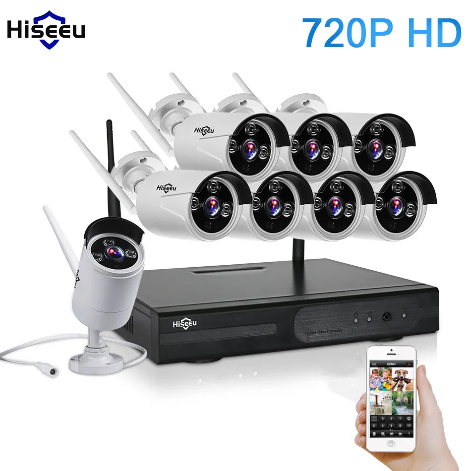 

Hiseeu CCTV System 720P 8CH HD Wireless Night Vision IP Camera WiFi CCTV Camera Kit Home Security System Video Surveillance 42