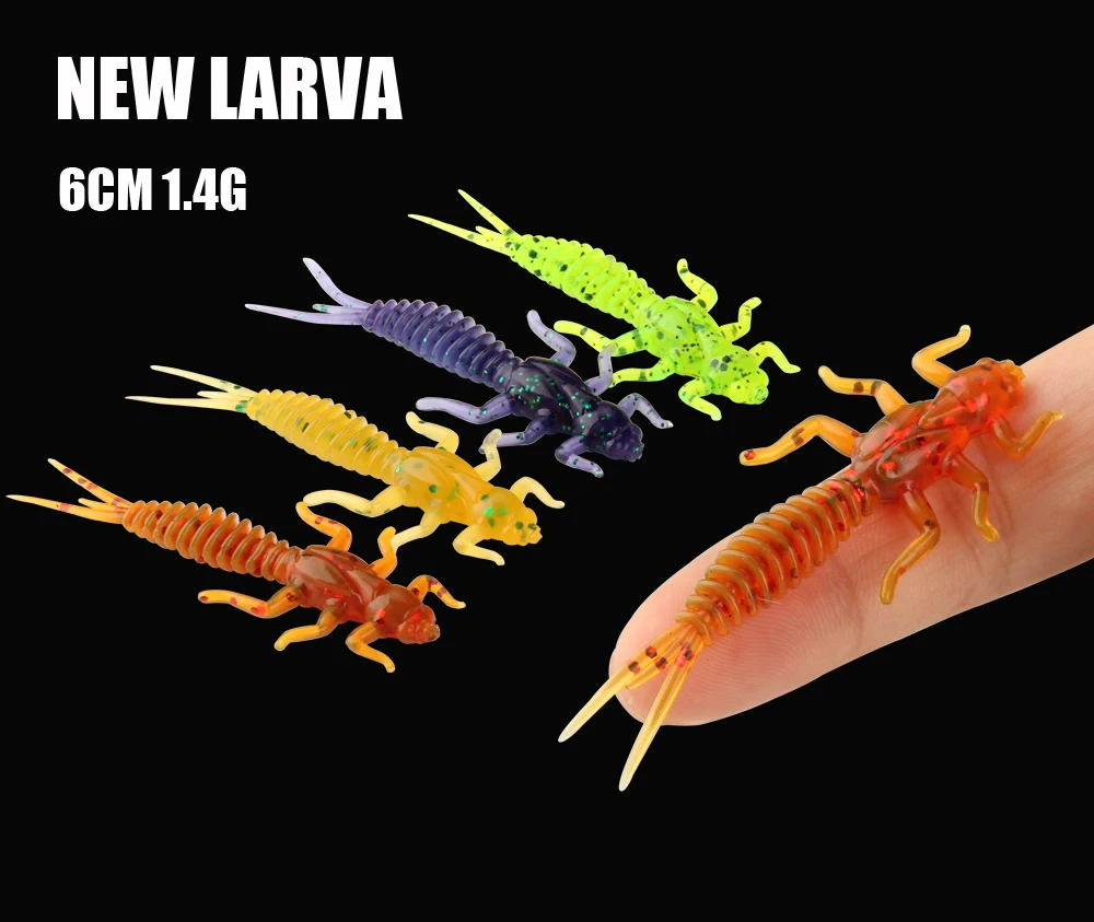 Rosewood Fishing Lure 6cm 1.4g Swimbaits Silicone Soft Bait Small Lifelike Larva Worm Jig Soft Bait Bass Trout Lure 10pcsLot  (4)