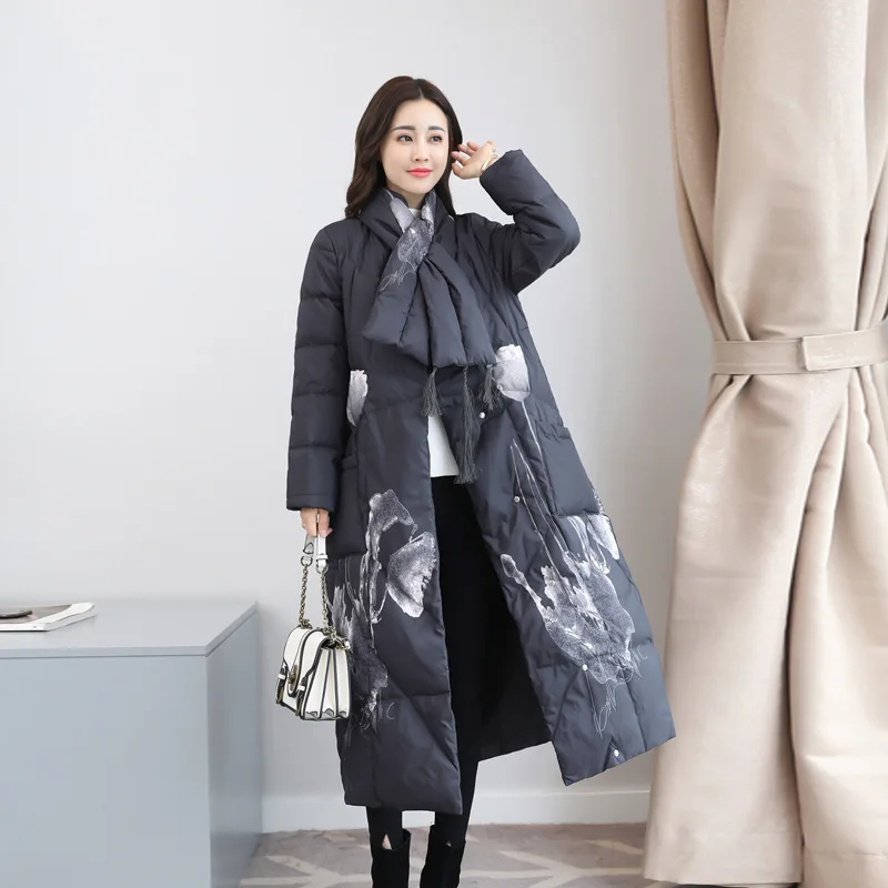KULAZOPPER женский утолщенный пуховик винтажный элегантный тонкий длинный пуховик женские зимние пальто Er22