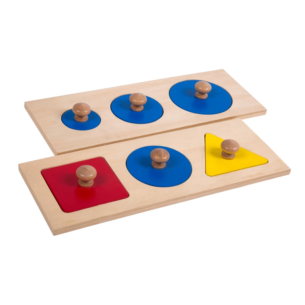 Wooden Montessori Toys Infant Geometric Board with Knob Preschool