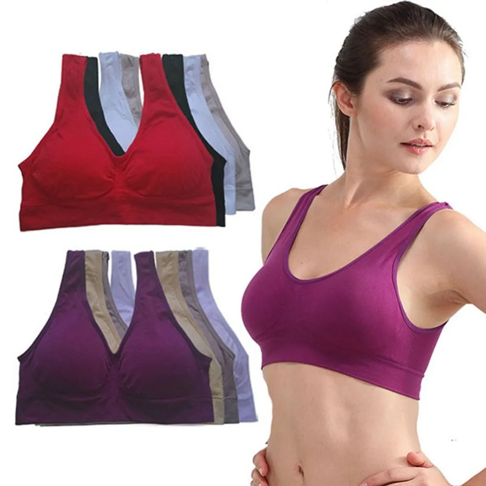  Women Seamless Bra Fitness Yogi Vest Underwear Padded Crop Tops Underwear 7 Colors No Wire-rim Bras