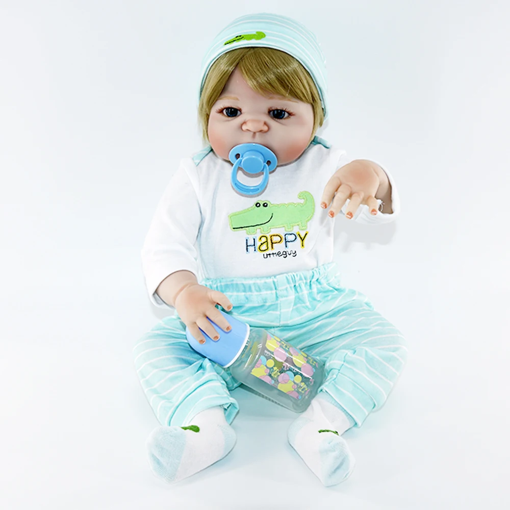 

55CM Happy crocodile doll Silicone hard Body Reborn Baby boy+ blue eyes modle kit Kids Dolls Best Gifts Bebe Reborn Menino diy