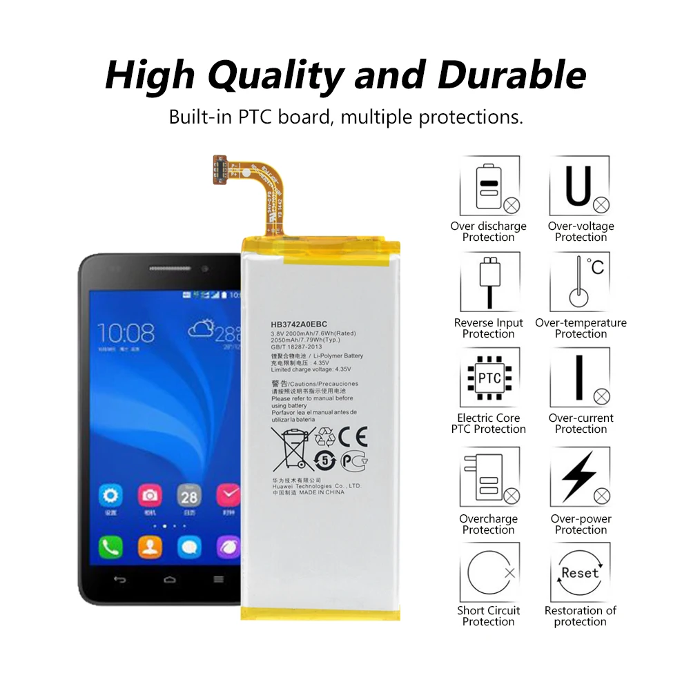 Литиевая аккумуляторная батарея HB3742A0EBC для Huawei Ascend G6 G620S G630 G7 P6 P7 Mini