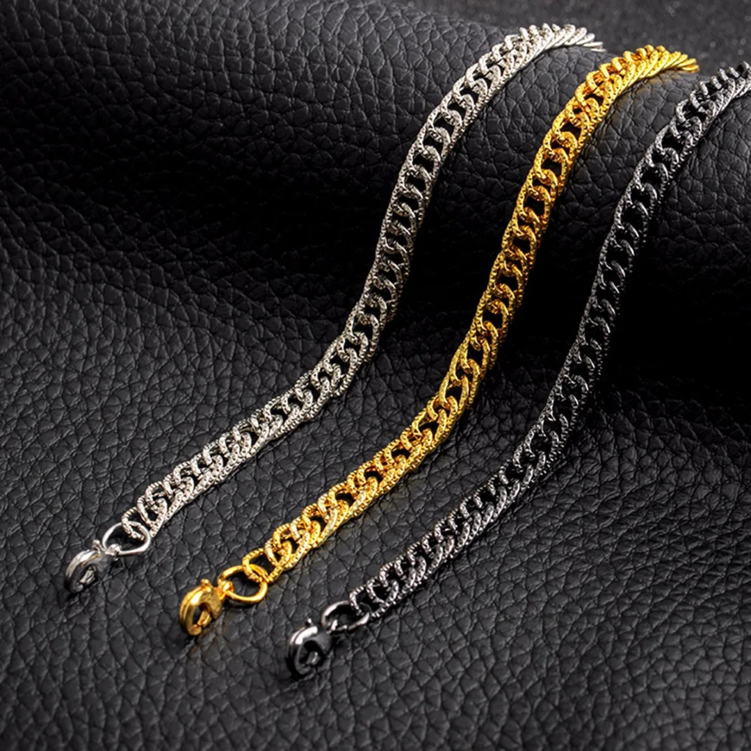Men Hip Hop Stainless Steel Link Chain Bracelet Silver Gold Color Statement Women Bangle Shellhard Fashion Jewelry Party Gift