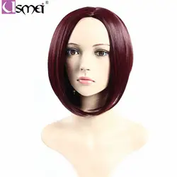 USMEI Боб волос для женщин синтетические Короткие Искусственные парики высокое температура волокно волосы прямые красный парик 3 цвета