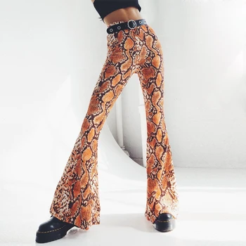 

Women High Waist Thin Pants New Leopard Print Trousers Casual Ladies Wide Leg Flare Trousers Women Long Pants Boot Cut Pant
