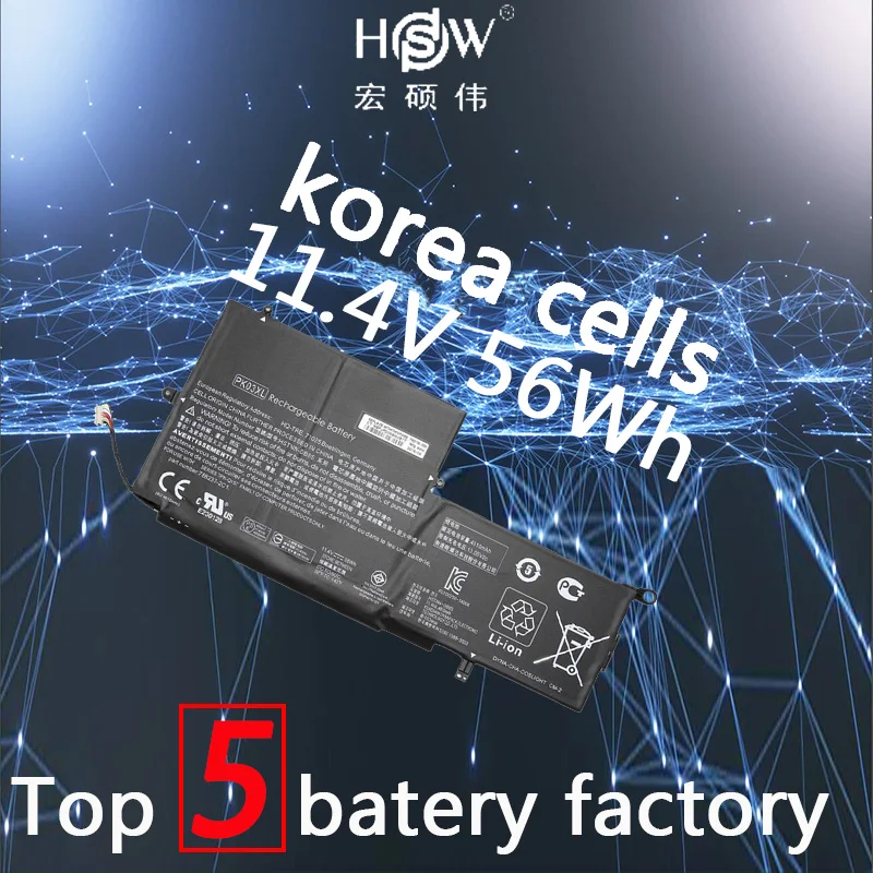 

HSW New 11.1v 56wh Battery for HP Spectre Pro X360 Spectre 13 PK03XL HSTNN-DB6S 6789116-005 batteria akku