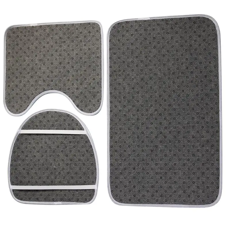 3pcs/set Bathroom Mat Set Flannel Anti-Slip Kitchen Bath Mat Carpet Bathroom Toliet Rug Washable Car Seat Floor Mat Pad