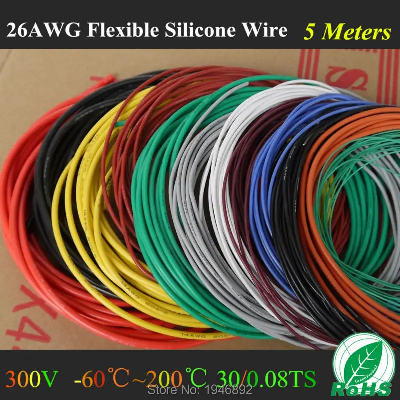 25 ft each Red & Black Fine Strand Tinned Copper 26 AWG Gauge Silicone Wire 