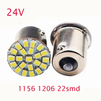

YSY 10pcs Truck P21W 1156 BA15S 22 SMD 1206 Led 22SMD 3020 22LED turn signal reverse light White DC 24V