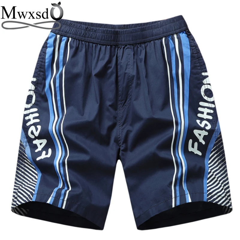 Марка mwxsd Лето Для мужчин s повседневные принтованные пляжные шорты мужские воды широкие шорты мужской полосатый низ Шорты свободный стиль выстрел