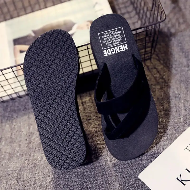 

Women Summer Non-slip Flip Flops Wedges Women Outdoor Beach Slippers Black And Red Female Fashion Shoes