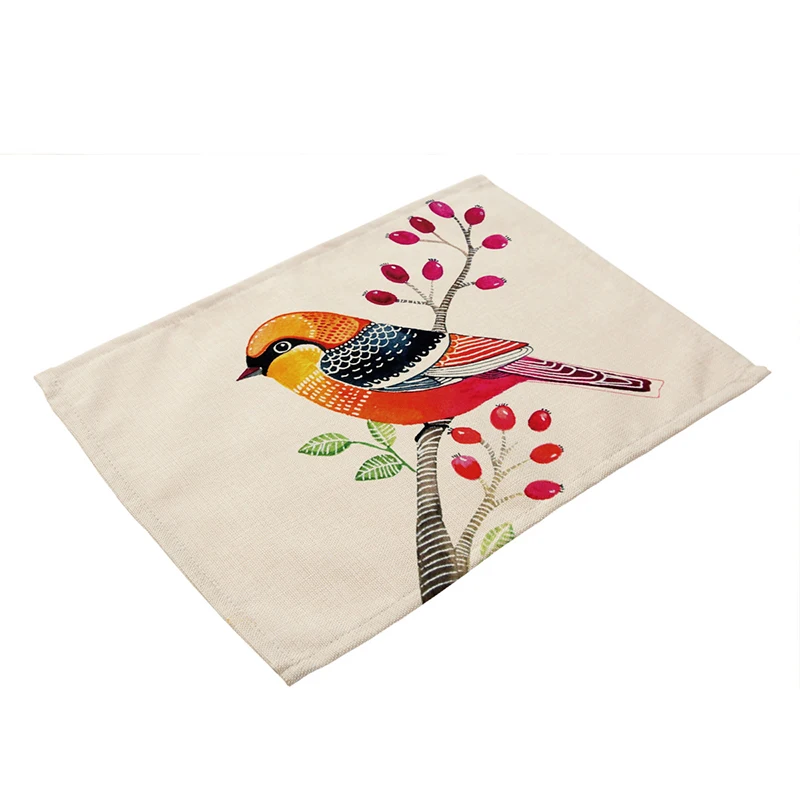 1 pc Hand Painted Flower Bird Pattern Cotton Linen Western Pad Placemat Insulation Dining Table Mat Coasters Kitchen Accessories 1 pc Hand Painted Flower Bird Pattern Cotton Linen Western Pad Placemat Insulation Dining Table Mat Coasters Kitchen Accessories