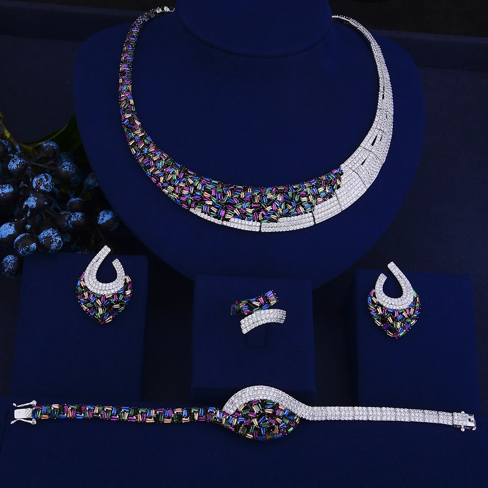 

GODKI LuxuryMulticolor African Choker Necklace Earring Set Jewelry Sets For Women Wedding Zircon CZ Dubai Bridal jewelry Sets