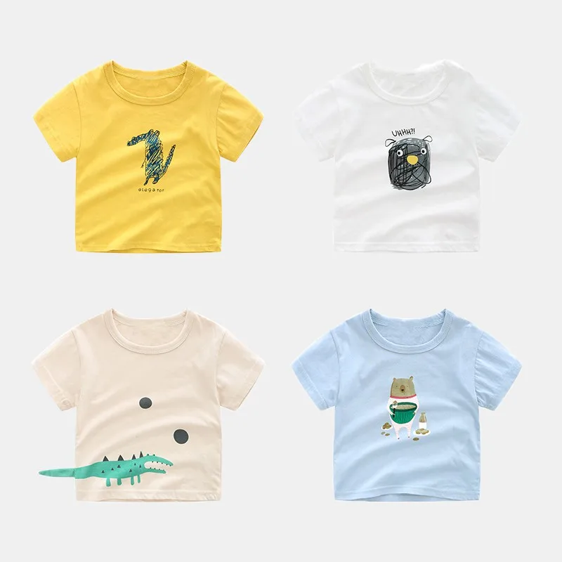 COOTELILI Cute Animal Dinosaur Girls Tops Kawaii Pattern Boys Clothes Summer Short Sleeve Boys T-Shirt Children's Cartoon Shirts (17)
