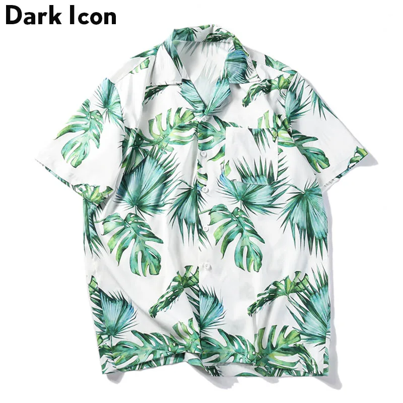 Dark Icon Tropical Retro Shirts Men Leaves 3D Printed Turn-down Collar Street Shirt Casual Men's Shirts