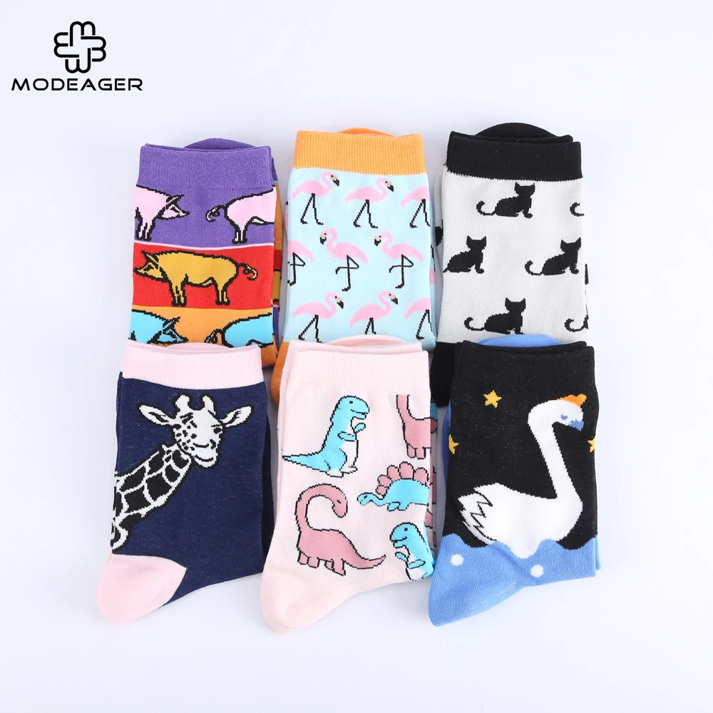 182 43 De Réductionmodeager Marque Japon Harajuku Cochon Flamingo Dinosaure Chat Renard Animaux Femmes Chaussettes Kawaii Mignon Femmes Dessin