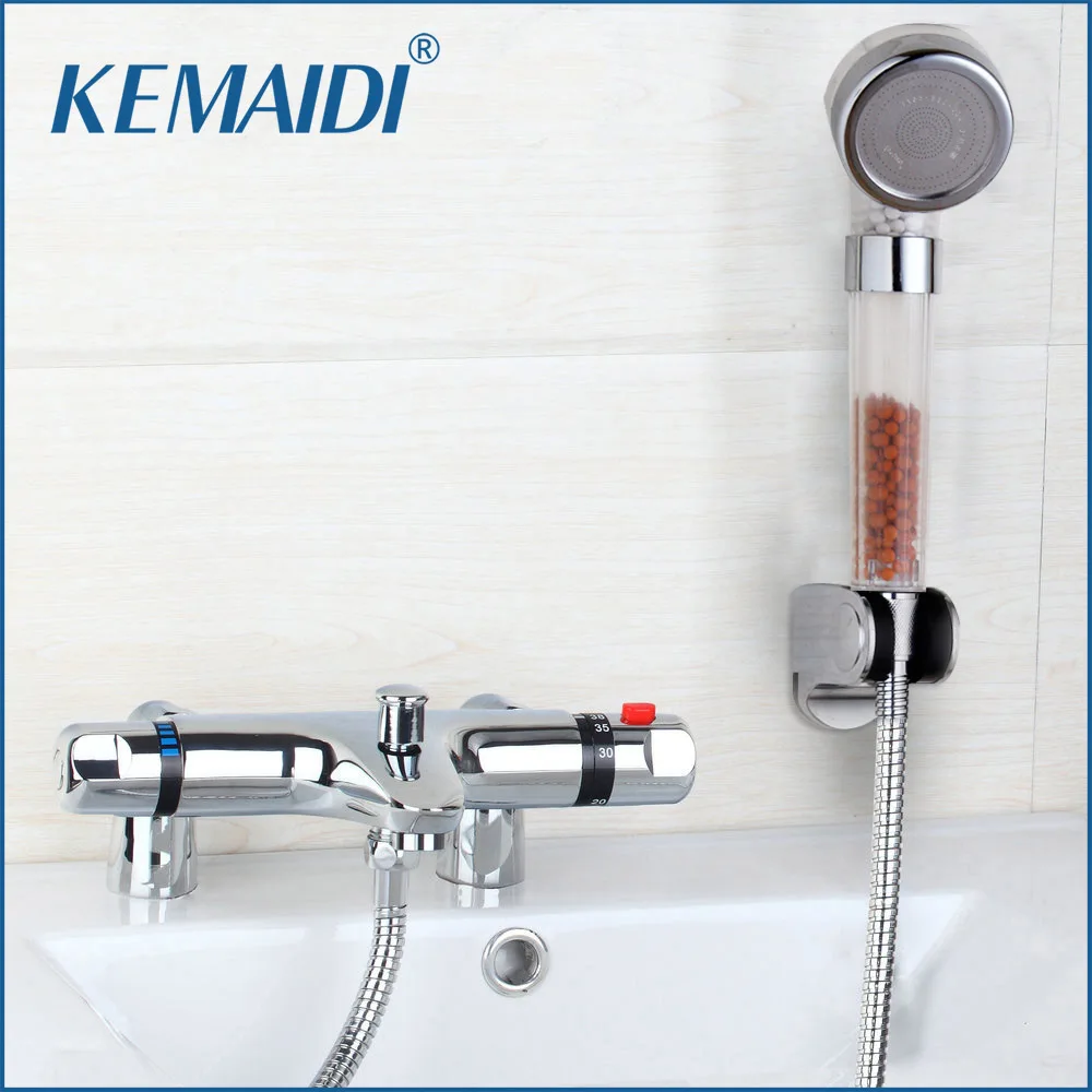 Deck Mounted Bath Shower Ceramic Thermostatic Faucets Valve Bathroom