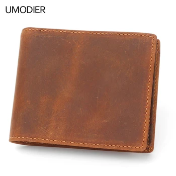 

UMODIER Genuine Leather Wallet Men RFID The Secret Life Of Walter Mitty Cow Leather Wallet Vintage Crazy Horse Handmade Wallet