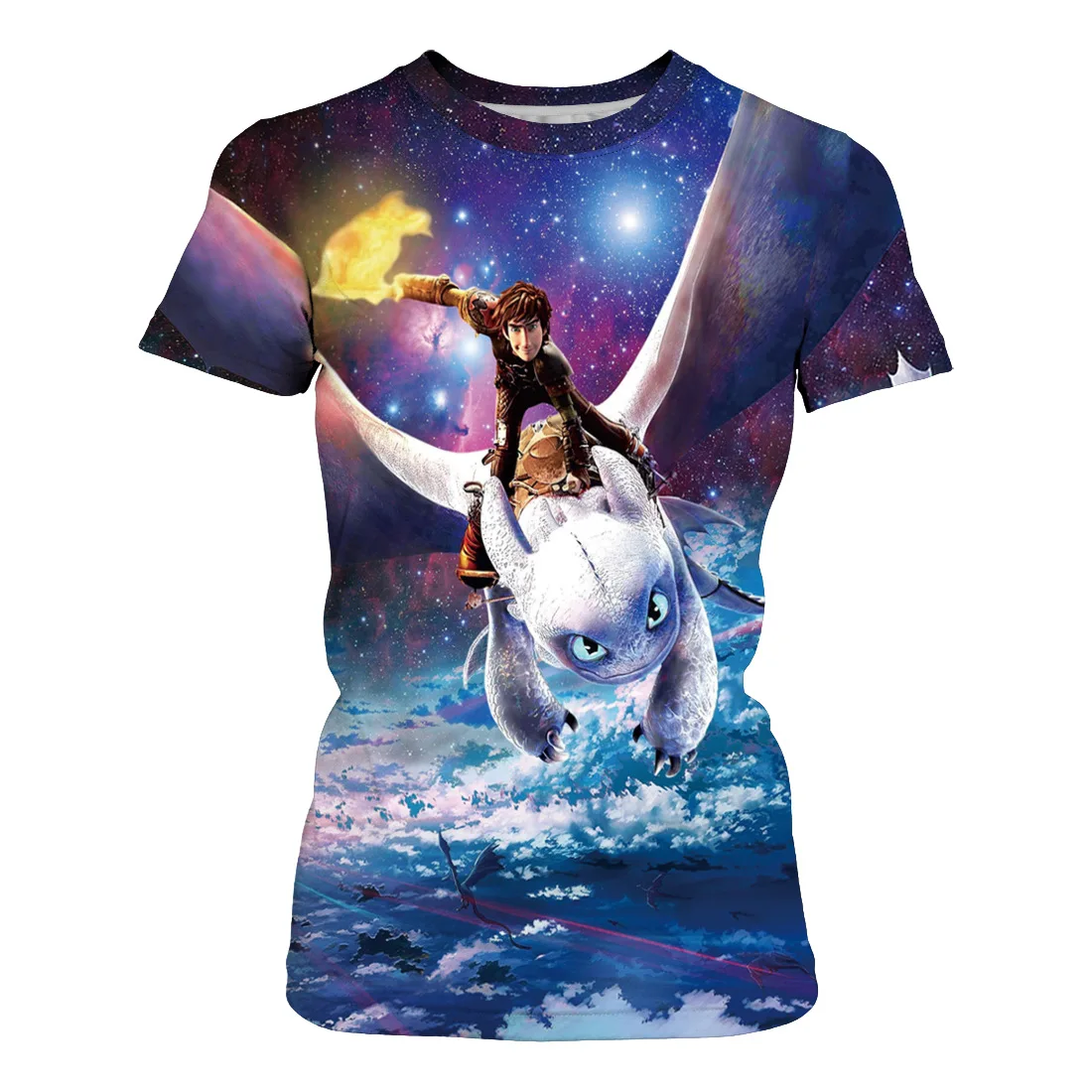 

2019 NEW How To Train Your Dragon Women T Shirt 3D Anime Toothless Printed Summer Tops Tee
