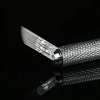 

50pc Double row 16 pin permanent makeup tattoo needles Curve Microblading needles for Embroidery 3D eyebrow Manual pen