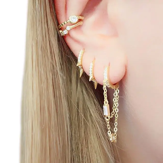 

2019 Korean Temperament round buckle earrings long tassel double chains dangle earrings simple dainty jewelry for women brinco
