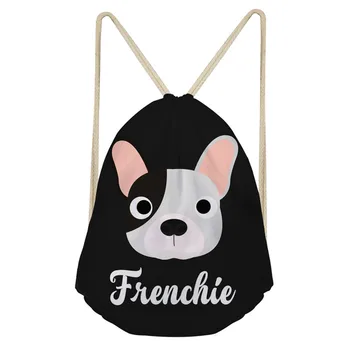 

THIKIN Cute French Bulldog Lightweight Drawstring Backpack For Girls Shoulder Bag Custom Women Men Travel Bag Student School Bag