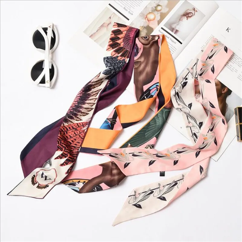 

2019 Women Bag Scarf Luxury Brand Stole Silk Scarves For Woman Multi-function Skinny Head band Long choker Tie chief Wholesale