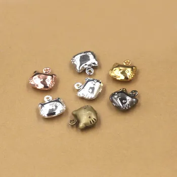 

10mm Cute Cat Kitty Tiny Charms Blanks Metal Bu Yao Hair Sticks Jewelry Accessories Findings Multi-color Plated