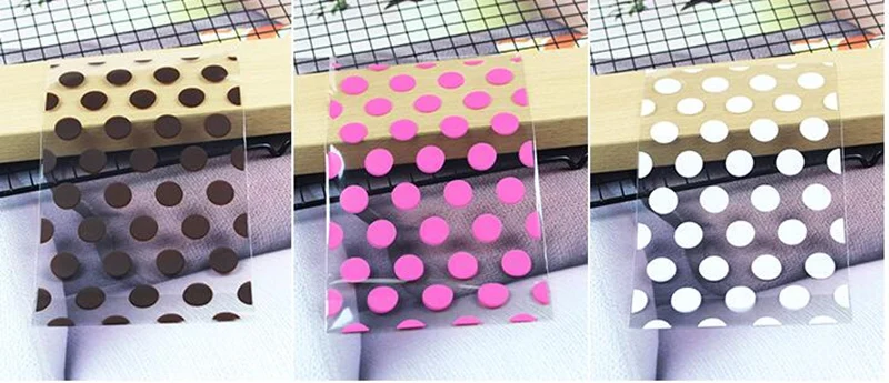 100 шт./лот розовый Коричневый и белый цвет точки Подарочная сумка DIY конфеты печенья маленький Пластик Упакованные мешоки для маленьких сувенир с душем событие