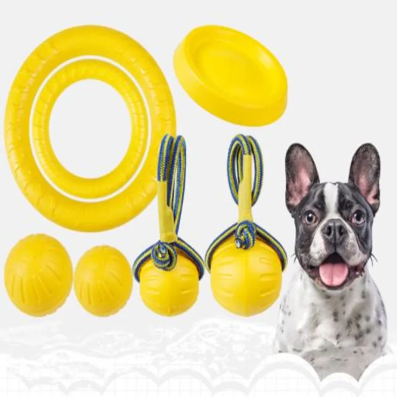 Teeth Indestructible Bite Rubber Puppy Funny Training Ball Ring Puller Chew Toys Play Fetch Solid With Carrier Rope Pet Dog