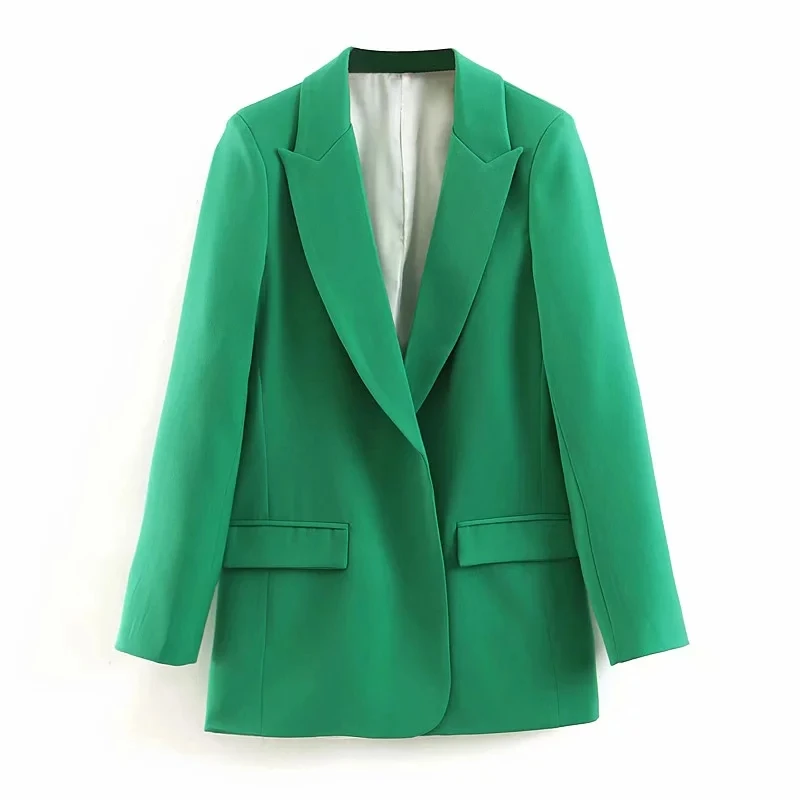 

Klacwaya women elegant green blazers suit 2019 office ladies notched collar long sleeve blazer fashion girls slim suits set chic