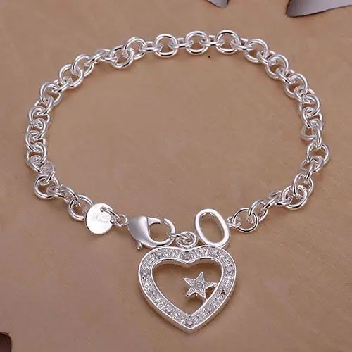 H028 925 sterling silver bracelet, 925 sterling silver fashion jewelry Inlaid Gem Heart Bracelet /aukajlra metal|jewelry africajewelry 3d - AliExpress