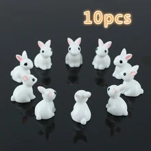 10 pçs miniatura mini coelho resina jardim ornamento de fadas flor planta pote casa estatueta decoração animal SDF-SHIP
