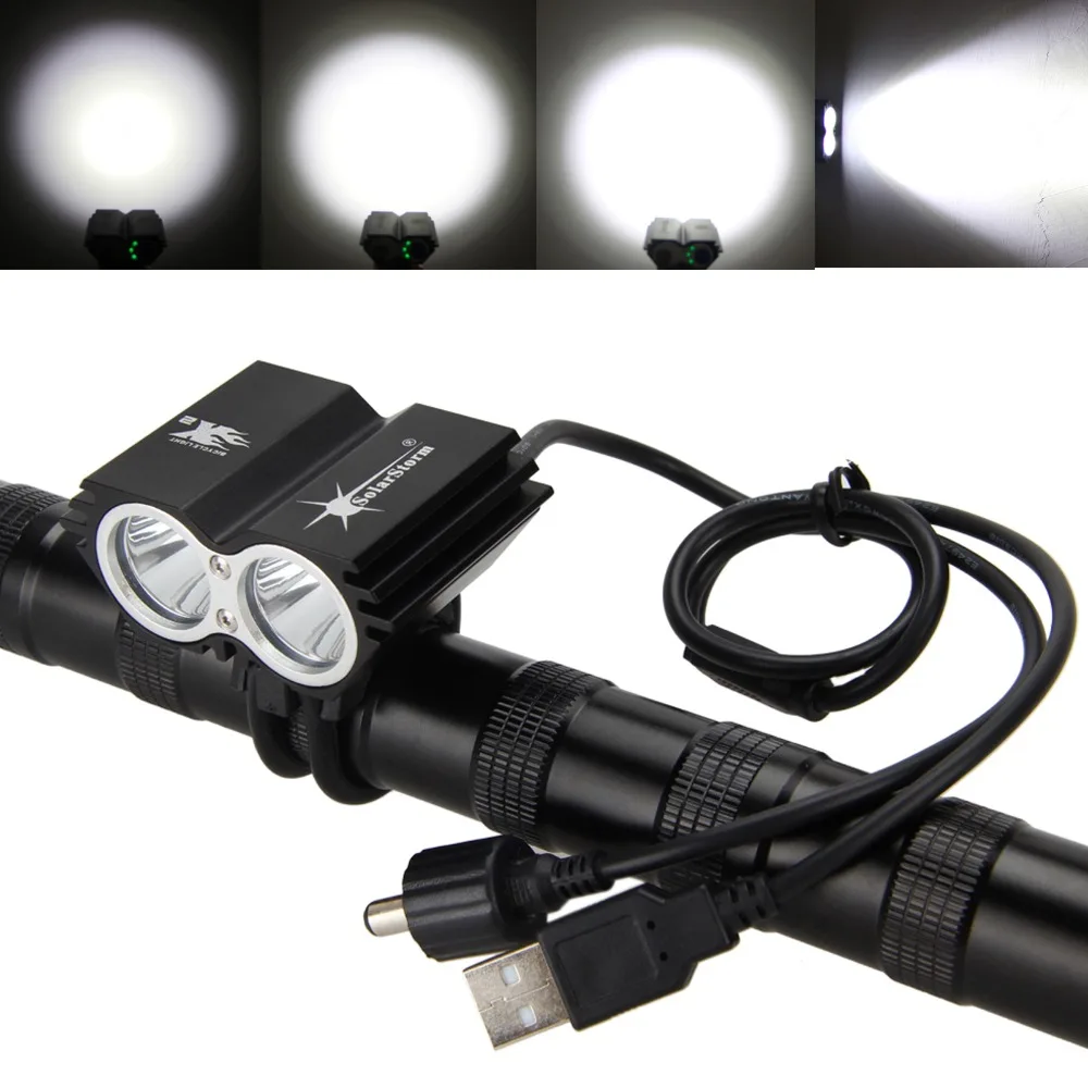 Flash Deal Waterproof Cycling Lamp 6000LM 2x XM-L T6 LED Bicycle Lights Dual Port  Head Front Bike Headlamp USB Port Torch No Battery 1