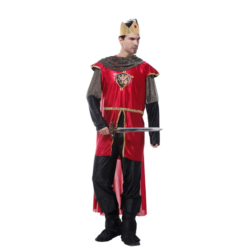 

Adult Men Medieval Middle Age Royal Fighter Knight Costume Honorable King Costumes Carnival Purim Halloween Cosplay
