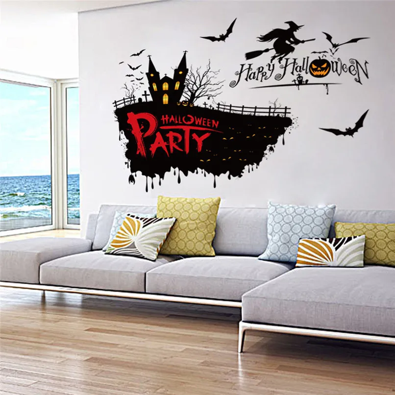 Vinyl Removable 3D Wall Sticker Halloween Horror Witch Decals For Wall